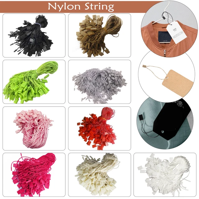 String Hand Tags 100-1000PCS NYLON STRING Hang Tag 7 Inch Price Tags Fasteners with Snap ...