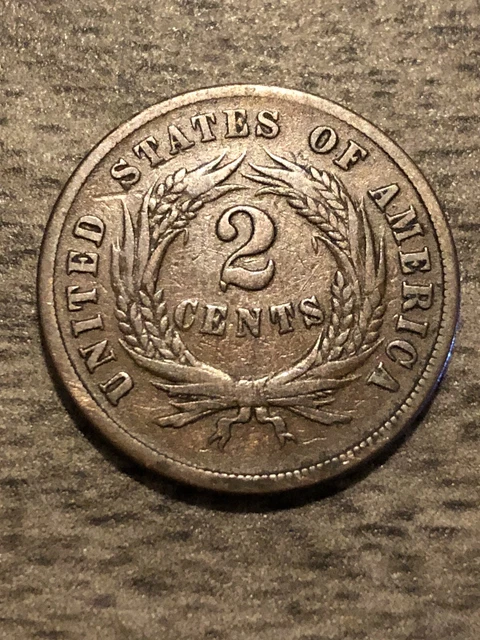1866 Two Cent Piece 2C Ungraded Circulated Choice US Copper Coin