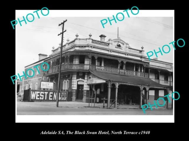 OLD 8x6 HISTORICAL PHOTO OF ADELAIDE SA BLACK SWAN HOTEL NORTH Tce 1940