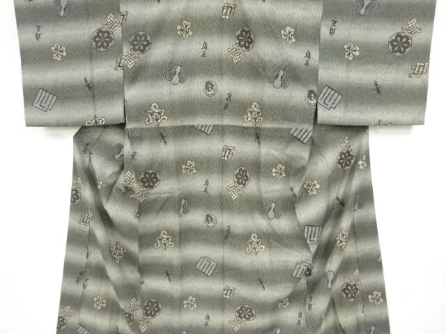 36983# Japanese Kimono / Antique Hitoe Mens Juban / Gourd & Genjiko Pattern