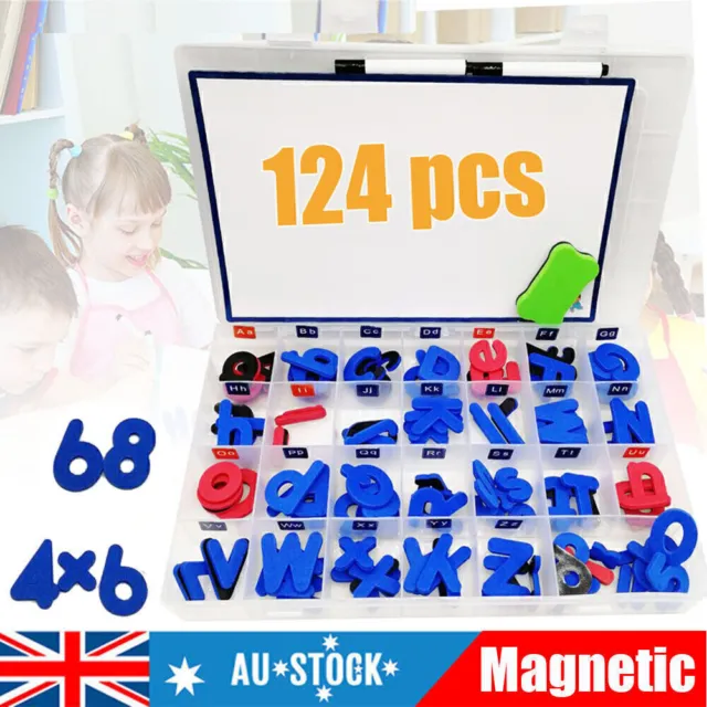 124 Magnetic Letters Alphabet Learning Toy Kids Baby Fridge Magnets Xmas Gift AU