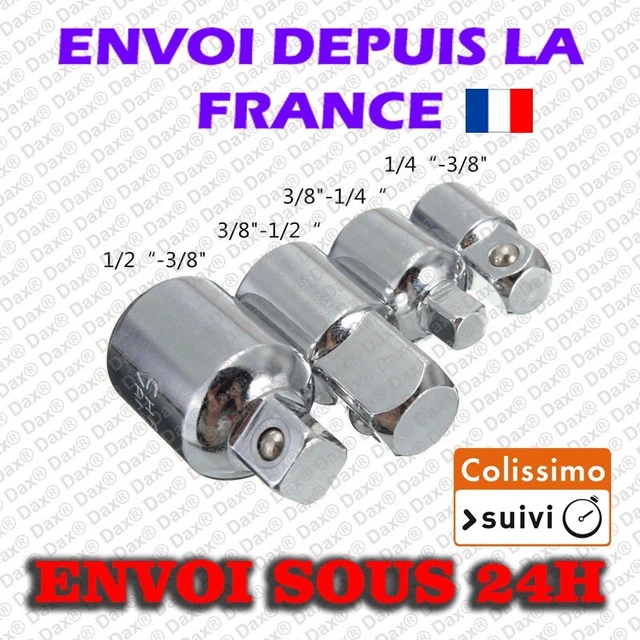 Lot De 4 Adaptateurs De Douilles 1/2'' - 3/8'' - 1/4'' Femelle Vers Mâle - Chrome Vanadium - Garantie 2 Ans