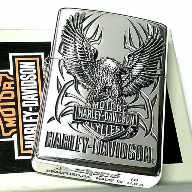 Zippo Harley Davidson HDP-07 Silver Metal Bald Eagle Lighter Japan Limited Model