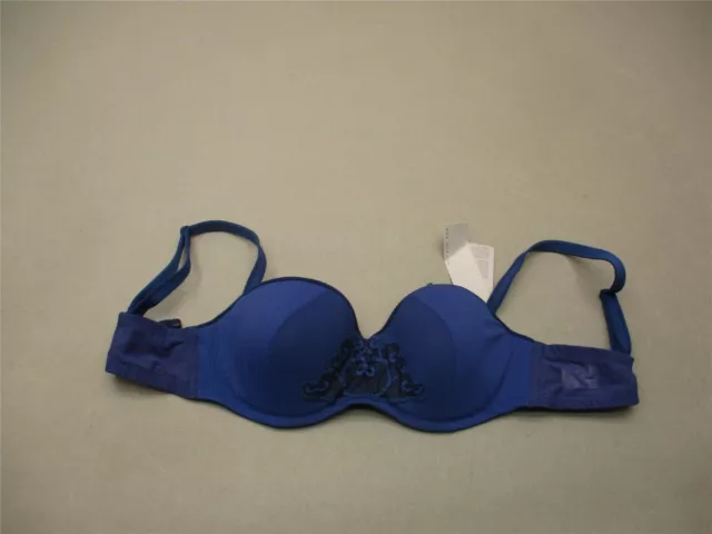 NWT 32C Huit8 Womens Navy Underwire Lined Back Closure Multiway Demi Bra 6S