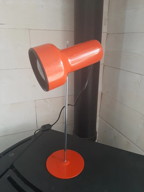Ancienne Lampe De Bureau,Vintage,Année 70 ,Orange,Chrome,Vintage