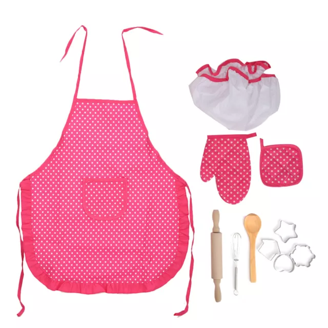 (Round Dots)DIY Kid Cooking Baking Set Kitchen Role Play Apron Children Cooking