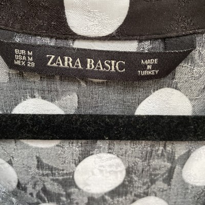 Zara size medium black and white polkadot tunic long shirt