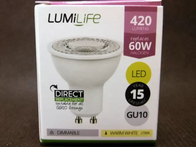 LOT 5 AMPOULES led GU10 6w/60w 2700k blanc/chaud 420lm DIMMABLE