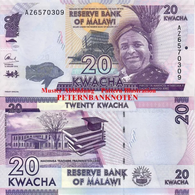 MALAWI  20 Kwacha 2016 Unc. P. 63c 653# Kassenfrisch..