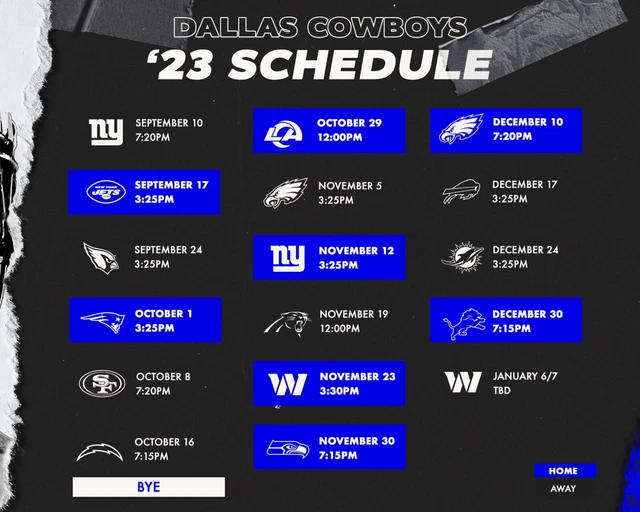 DALLAS COWBOYS 2023 Season Schedule NFL 8x10 Photograph Print 11.99