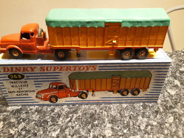 Dinky Toys 36B Tracteur Willème Avec Semi-Remorque – Collection 1960, état Neuf, Boîte D'origine