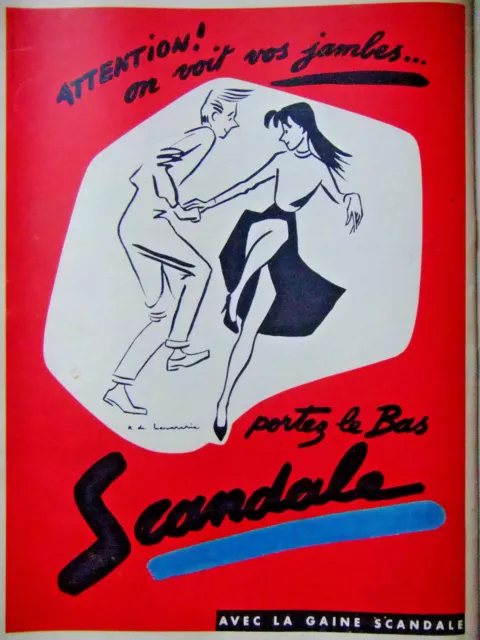 Publicité De Presse 1953 Attention On Voit Vos Jambes Portez Le Bas Scandale