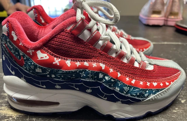 Nike Air Max 95 Ugly Christmas Sweater Shoes Sneakers Kids Size 4Y CT1593-100