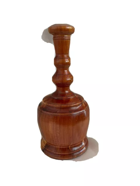 WOODEN Hand turned bell.  Beautiful wood piece  6 in tall Maybe maple two toned 