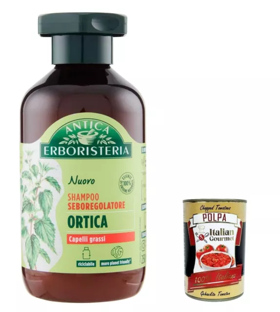 3x Antica Erboristeria Shampoo Ortica 250ml+Italian Gourmet Polpa 400g