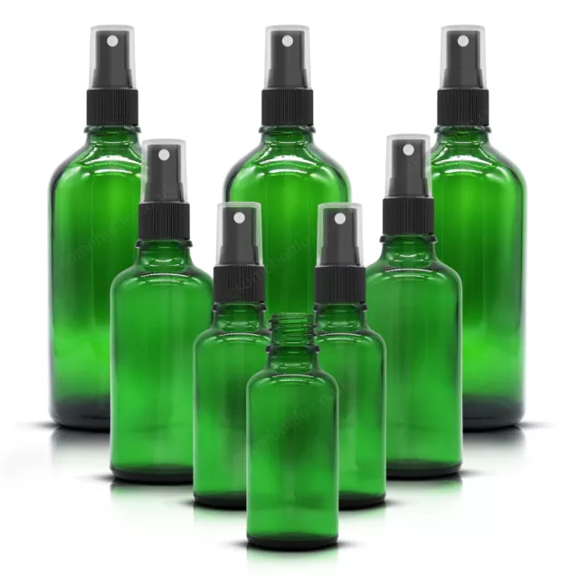 GREEN Glass Spray Bottle with Mist Sprayer Pump Atomiser Oils Aromatherapy etc..