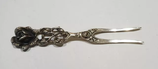 Vintage AB 835 Silver Floral Repousse Olive Fork