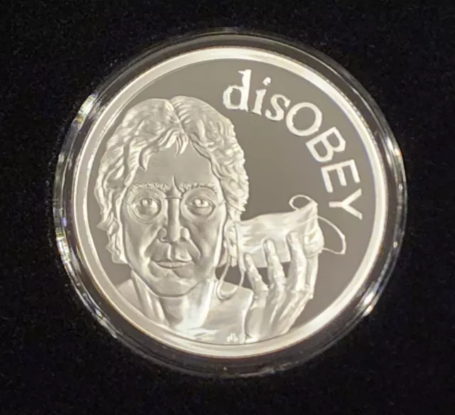 2021 SILVER SHIELD John Lennon V2 disOBEY #6 .999 Silver Proof Round w/COA & Box 2