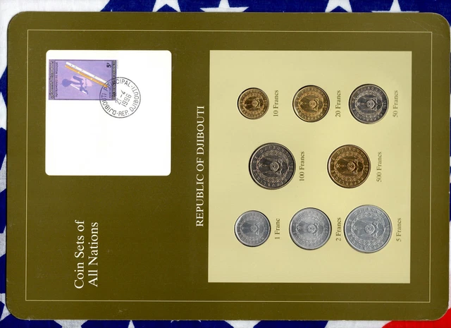 Coin Sets of All Nations DJIBOUTI 8 Coins All 1991 but 1,2 Francs 1977 Very Rare