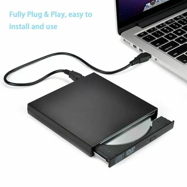 USB External Drive Portable Burner CD RW DVD ROM Reader Writer For Mac & Windows 2