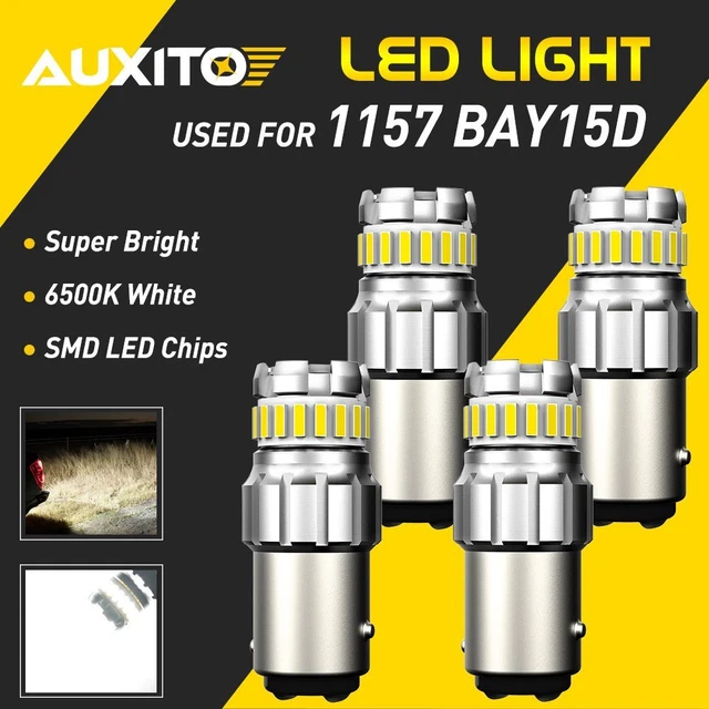 4x 1157 BAY15D LED Tail Brake Stop Backup Reverse Signal Light Bulb White AUXITO