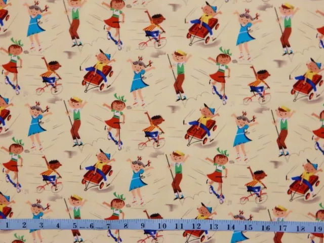 Cotton Quilting Fabric 1/2 Metre ~ RETRO CHILDRENS PRINT