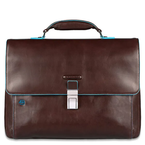 Fashion Bag Piquadro Blue Square Folder Brown Leather CA3111B2-N