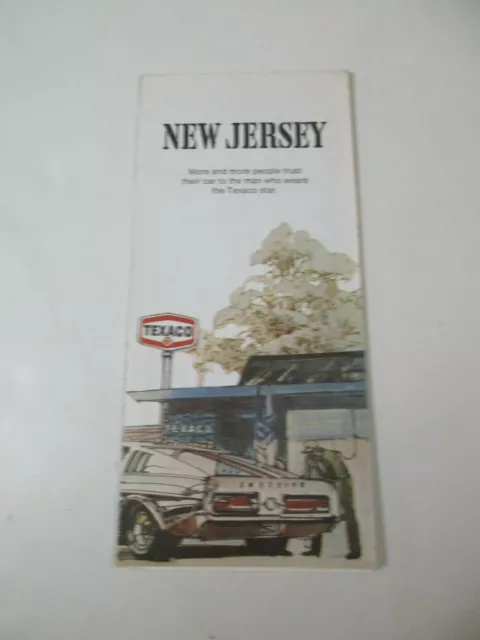 Vintage 1971 Texaco New Jersey State Highway Gas Station Travel Road Map-Box W