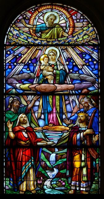 Plaque Murale Métal Vitrail église 30x20 Cm - étain Multicolore - Neuf