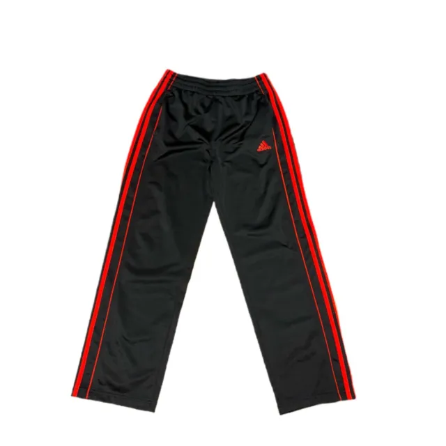 Adidas Boys Pants Size Large 14-16 Black & Red Stripe