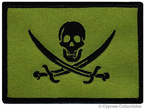 PIRATE FLAG PATCH JOLLY ROGER Skull Swords CAMO GREEN CALICO JACK embroidered