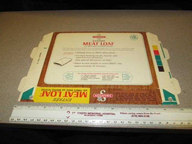 SWANSON 1972 TV dinner MEAT LOAF Mashed Potatoes frozen food box 2