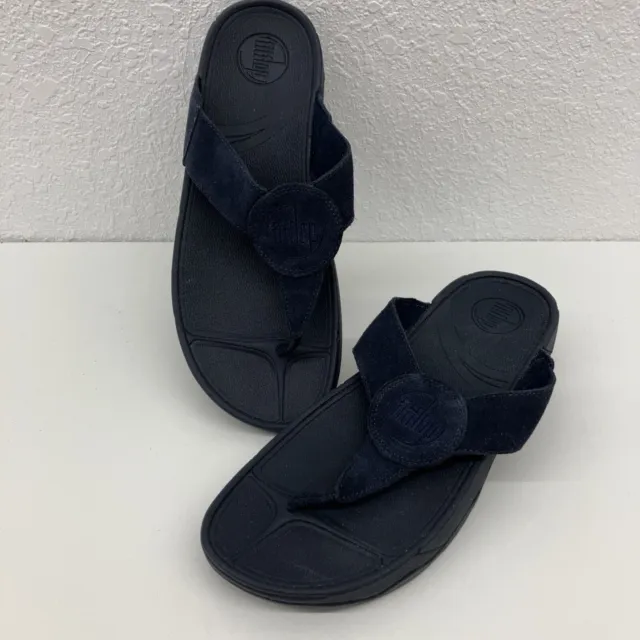 FitFlop Womens Oasis Sandal Size 9 Navy Blue Suede Toning Wedge Style 026-097