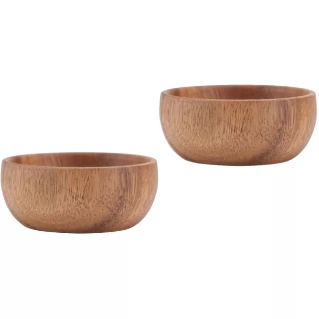 2 Pc Saladier Assiette De Salade En Bois D'acacia - Plateau À Bol Riz