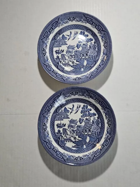 Set Of 2 Churchill Blue Willow 8"  Coupe Soup/Cereal Bowls England