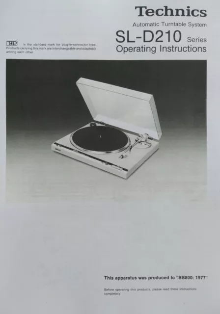 Technics SL-D210 - Turntable System - Operating Instructions - USER MANUAL