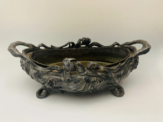 Jardinière Décorative Ancienne En Régule Et Cuivre – Centre De Table – France