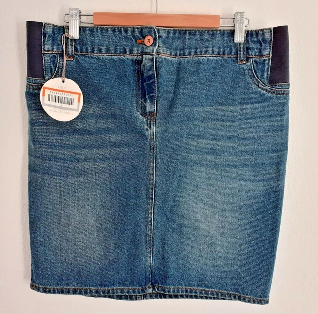Falda corta de mezclilla de maternidad azul talla 6 NEXT e inserciones elásticas nueva con etiquetas precio de venta sugerido por el fabricante £26