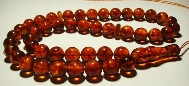 Genuine amber Tespih  Natural Baltic amber prayer 45 beads amber tasbih pressed 3