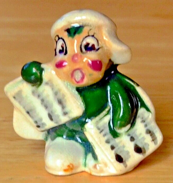 Vintage Anthropomorphic Miniature Ceramic NEWSBOY LADYBUG_Occupied_Newspaper_Cap