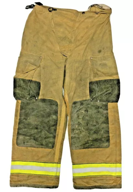 38x30 Globe Brown Firefighter Turn Out Pants with Yellow Tape No Liner PNL-14