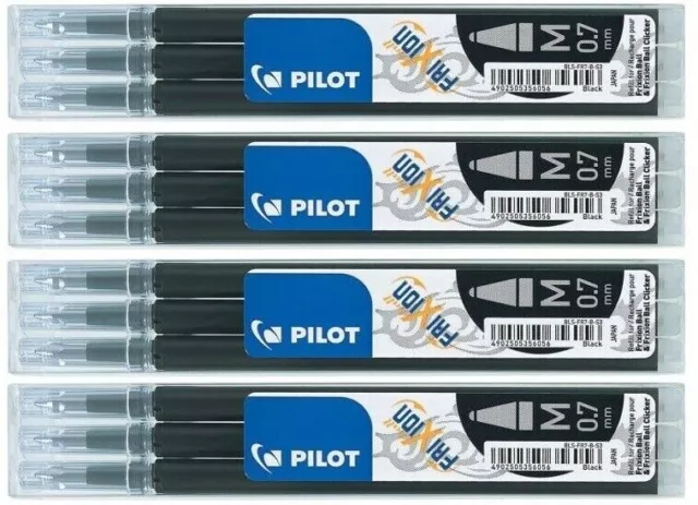 Pack 1 stylo CLIKER + 3 sets 3 recharges + 1 gomme PILOT FRIXION 07 BLEU