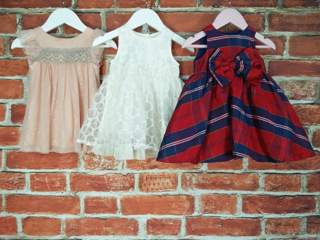 Pacchetto Bambina Età 3-6 Mesi Prossimo Abito Da Festa Tartan Scintillante 68Cm