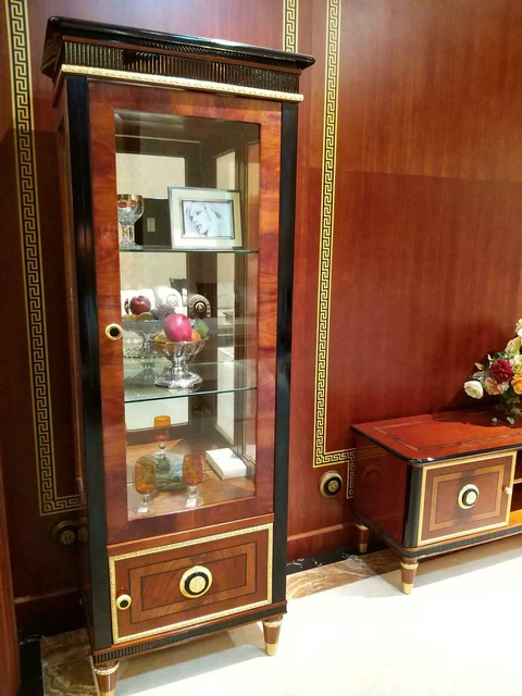 Vitrine De Collection En Verre Avec éclairage LED - 3 étagères, 1 Porte, Roues Pivotantes, Dimensions 35x39.8x123.3 Cm (Noir)