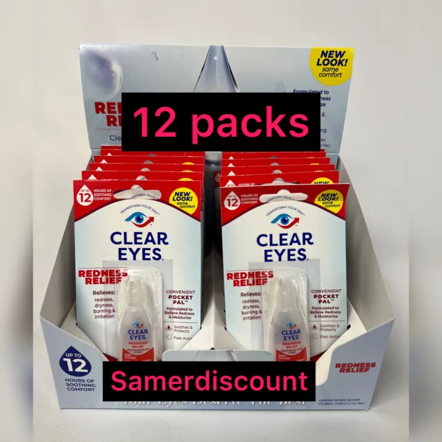 12 Pack Of Clear Eyes  Drops Redness Relief 0.2 Oz.6 Ml Exp  2024 /2025