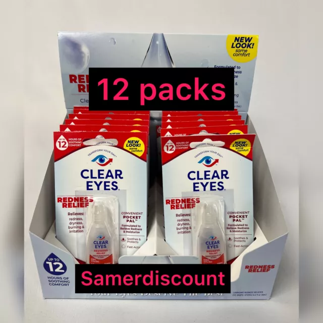 12 Paquet De Clear Eyes Gouttes Rougeur Soulagement 5.9ml6 ML Exp