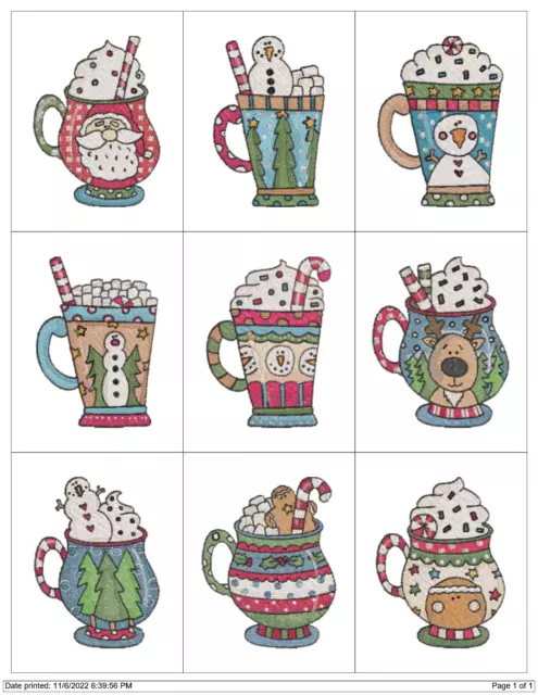 Tazas De Navidad Máquina De Bordar Diseños Colección Pes Usb