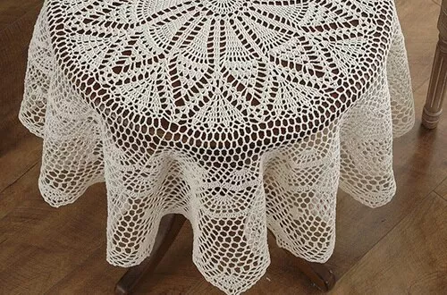 Cotton Crochet Tablecloth Vintage Crocheted Coasters Lace Table Topper TV Cover