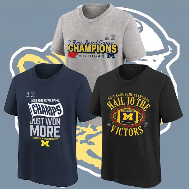 MICHIGAN WOLVERINES COLLEGE Football Playoff 2024 Rose Bowl Champions T