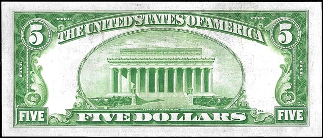 US Currency $5 Five Dollar 1934 A Silver Certificate FR 1651 Blue Seal Crisp UNC 2